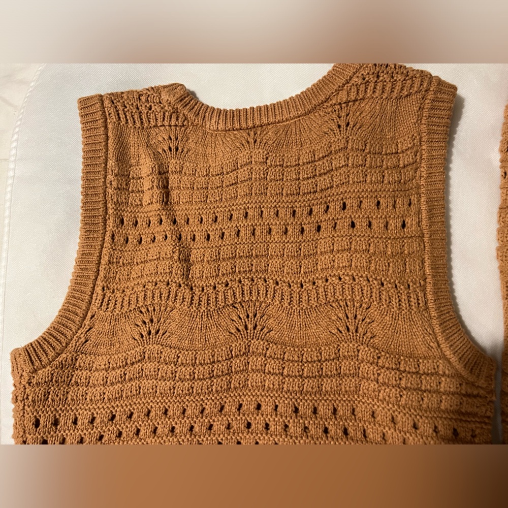 House of Harlow 1960 Crocheted Midi Skirt & Tank Set in Camel - Picture 15 of 15